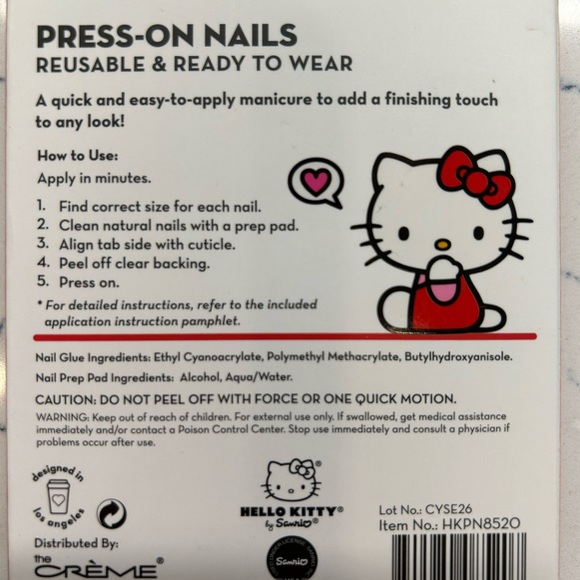 Hello Kitty Press On Nail and Gel Nail Strip Kit - Picture 3 of 5